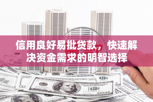 平陆信用良好易批贷款，快速解决资金需求的明智选择