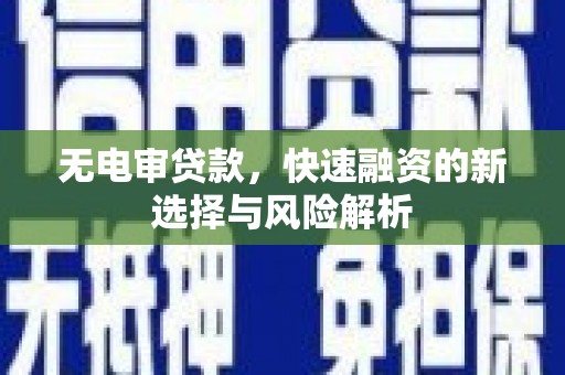 平陆无电审贷款，快速融资的新选择与风险解析