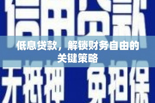平陆低息贷款，解锁财务自由的关键策略