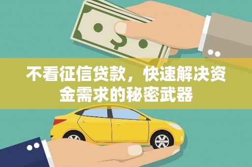 平陆不看征信贷款，快速解决资金需求的秘密武器